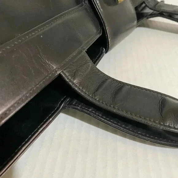 Gucci vintage black leather satchel handbag - Picture 6 of 15